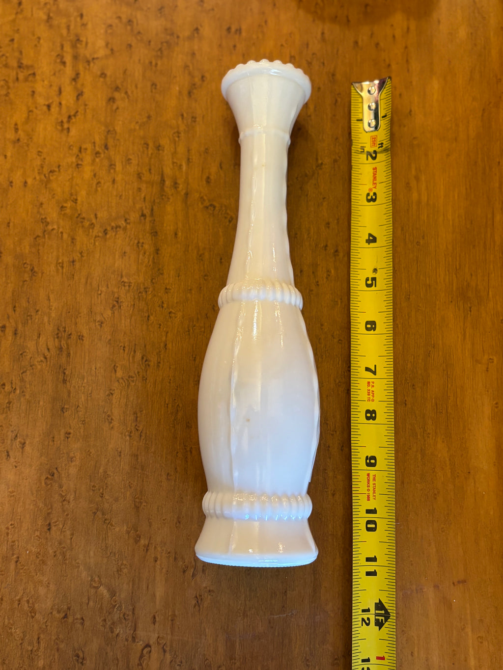 Vintage Bead & Stitch Milk Glass Vase