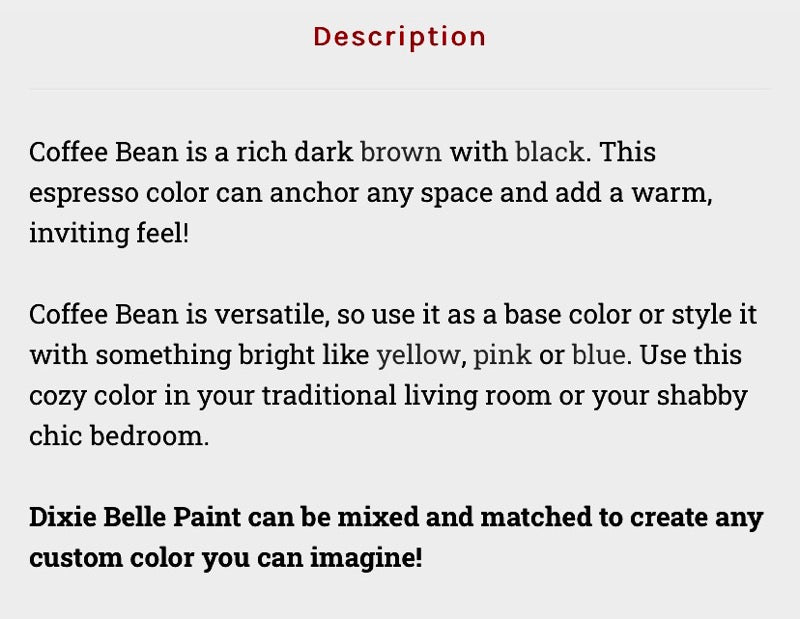 Coffee Bean / Dixie Belle Chalk Mineral Paint