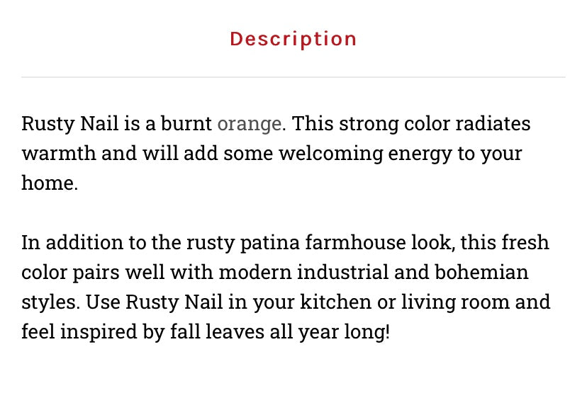 Rusty Nail  / Dixie Belle Chalk Mineral Paint