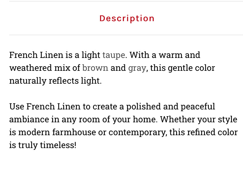 French Linen  / Dixie Belle Chalk Mineral Paint