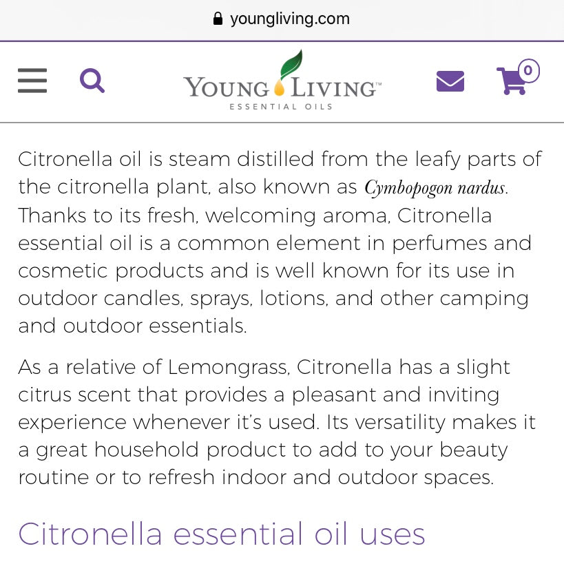 Citronella Essential Oil (Young Living Essential Oils)