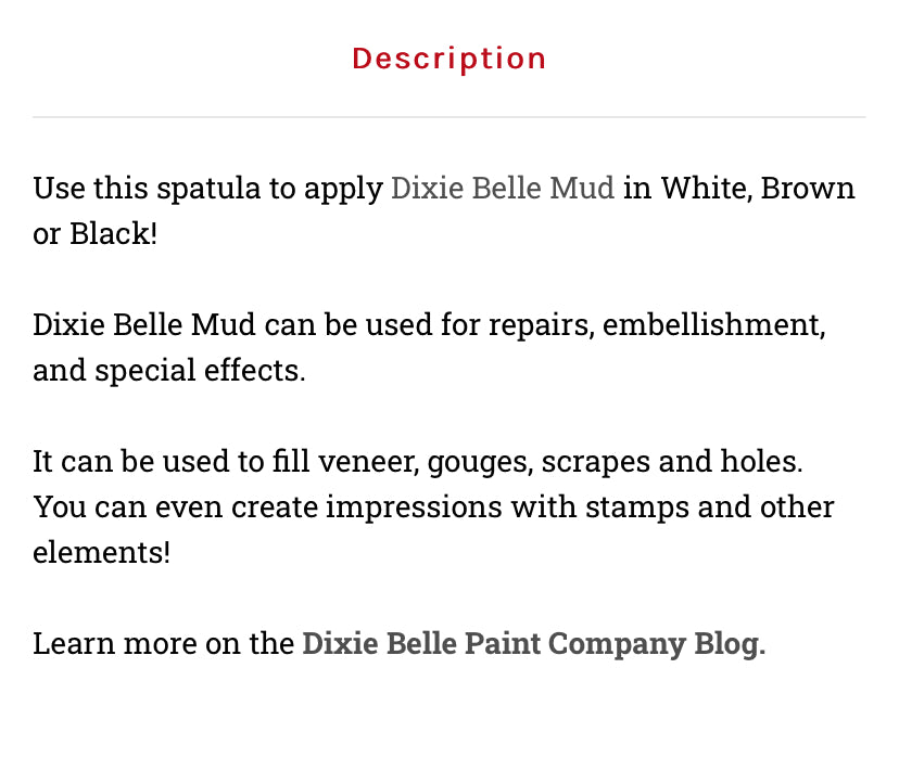 Dixie Belle Mud Spatula   / Dixie Belle Chalk Mineral Paint